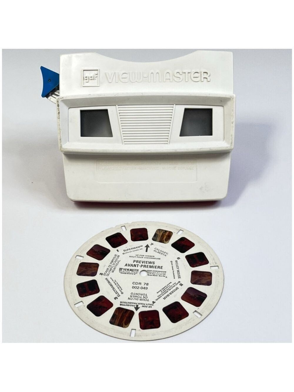 View Master GAF Model G White And Red + Previews Reel CDR 78 USA